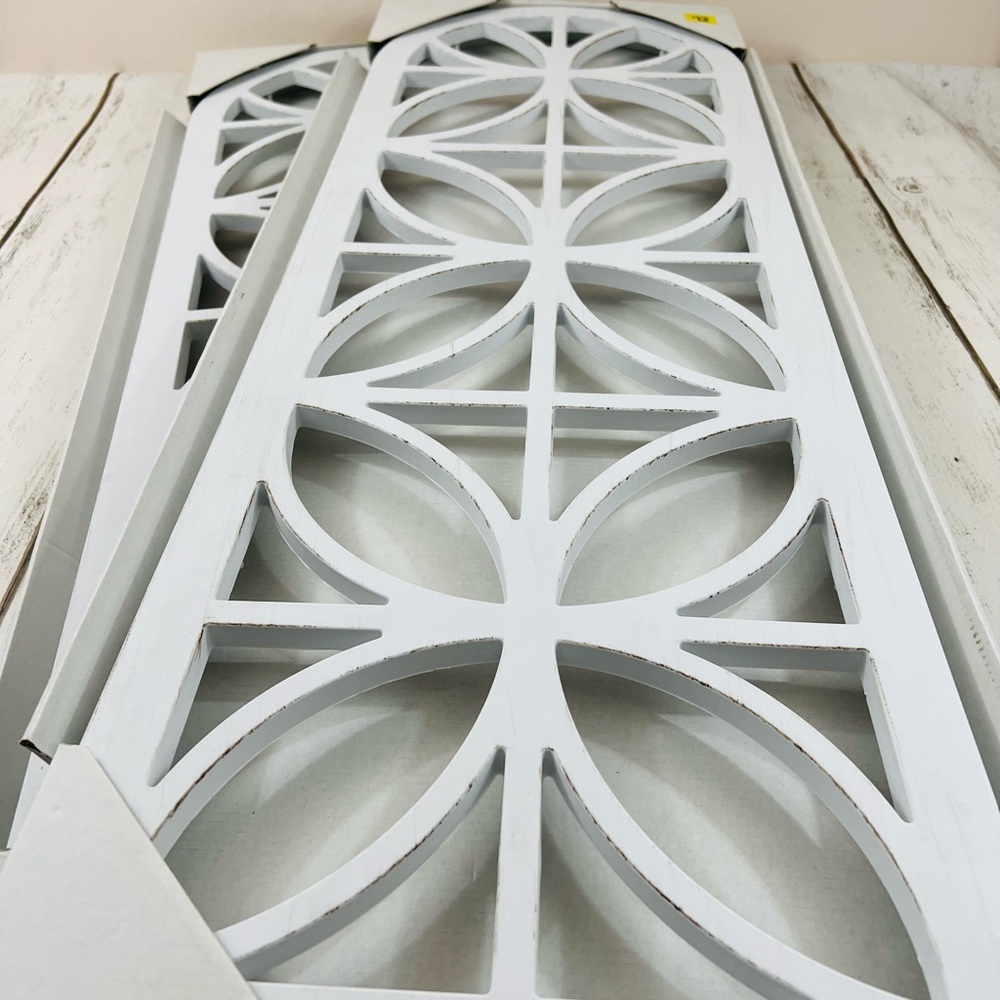 Wall Decor White Decorative Wall Panel Geometric Window Design Plastic - Picture 3 of 6